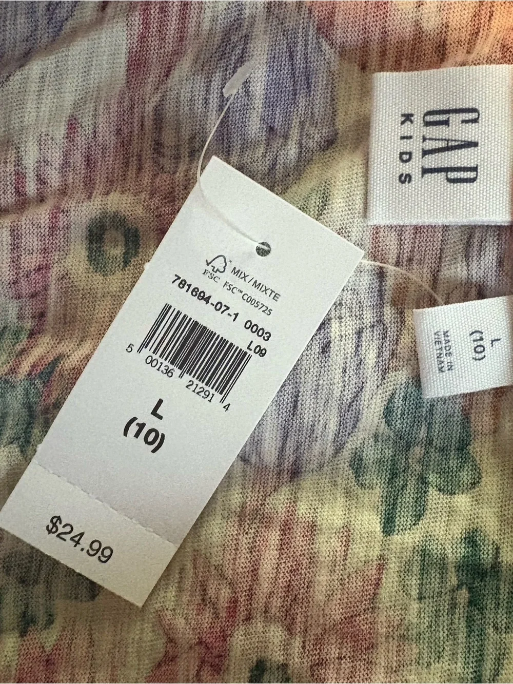 GAP Girls Floral Smocked Tank Top - Pink, Purple & Green